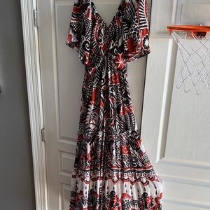 Anthropologie Black and Red Maxi Dress